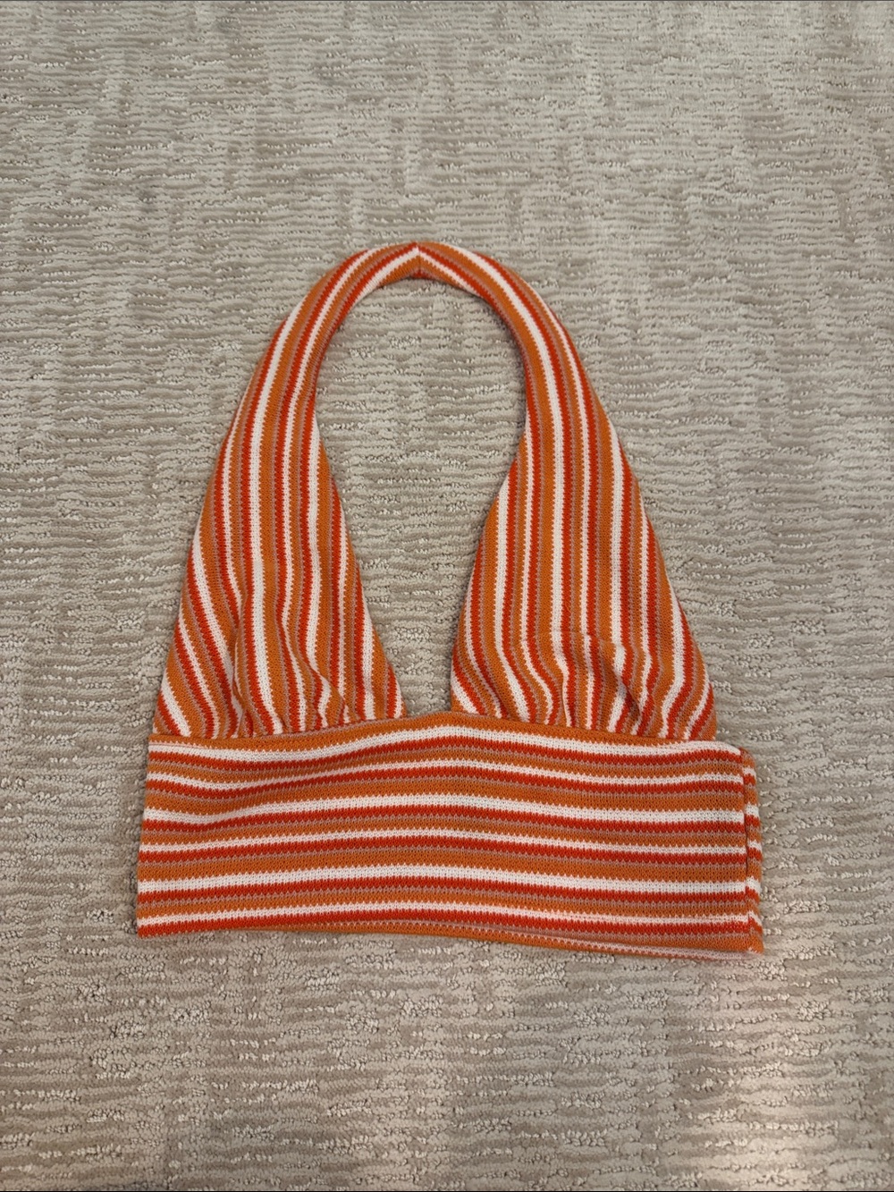 H&M Orange and White Striped Halter Crop Top